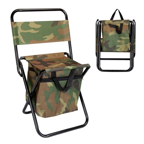 Foldable Fishing Chair With Backrest Built-In Cooler Bag Portable Handle Outdoor Lightweight Fishing Stool For Camping Hiking Hunting Foldable Fishing Chair With Backrest Built-In Cooler Bag Portable Handle Outdoor Lightweight Fishing Stool For Camping Hiking Hunting